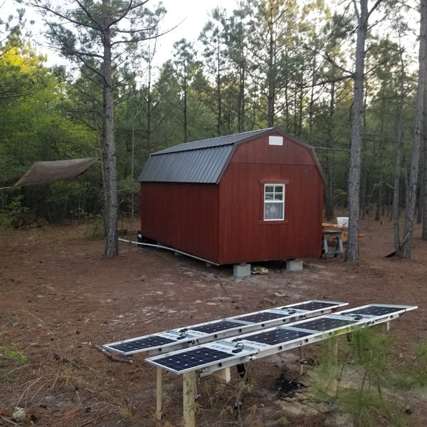 400 Watt Solar Panels Installed, Running Water, living on the land for a week.